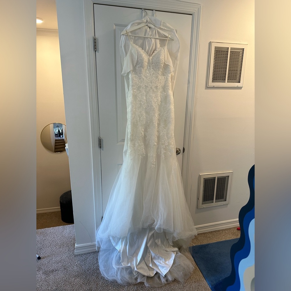 Cindy Collection Mermaid Embroidered Wedding Gown Off the Shoulder in Off White